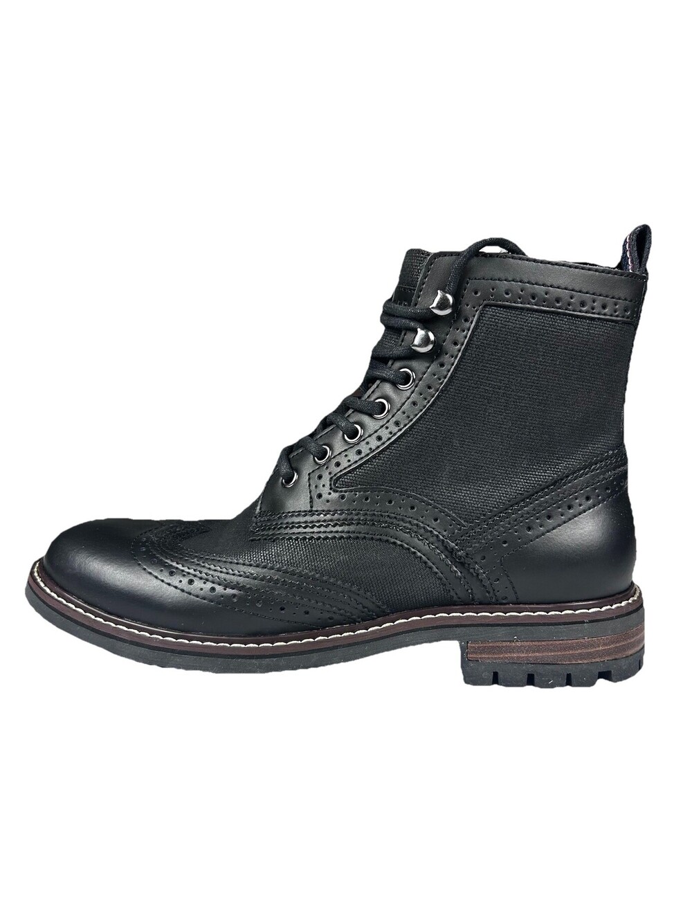 Tommy Hilfiger Hartman Black Leather Boots Mens Size 8.5 Lace Up Dress Boots New